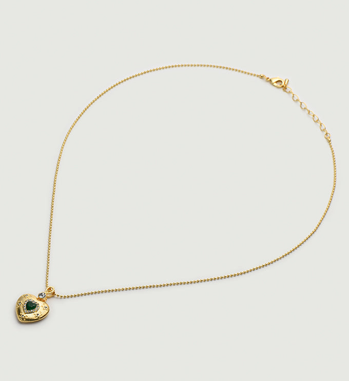 Heart Emerald Brushed Necklace