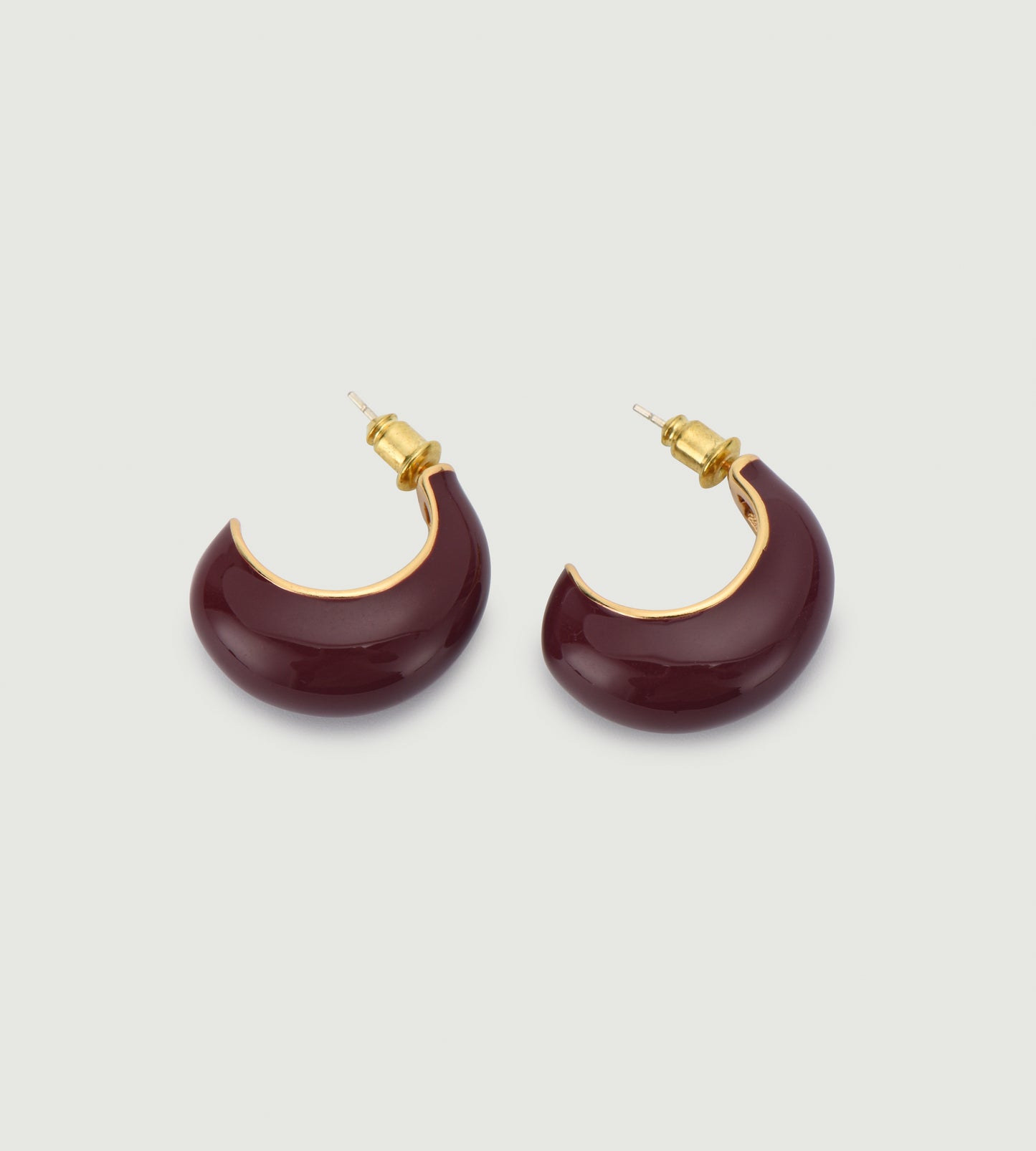 Hollow Crescent Enamel Earrings