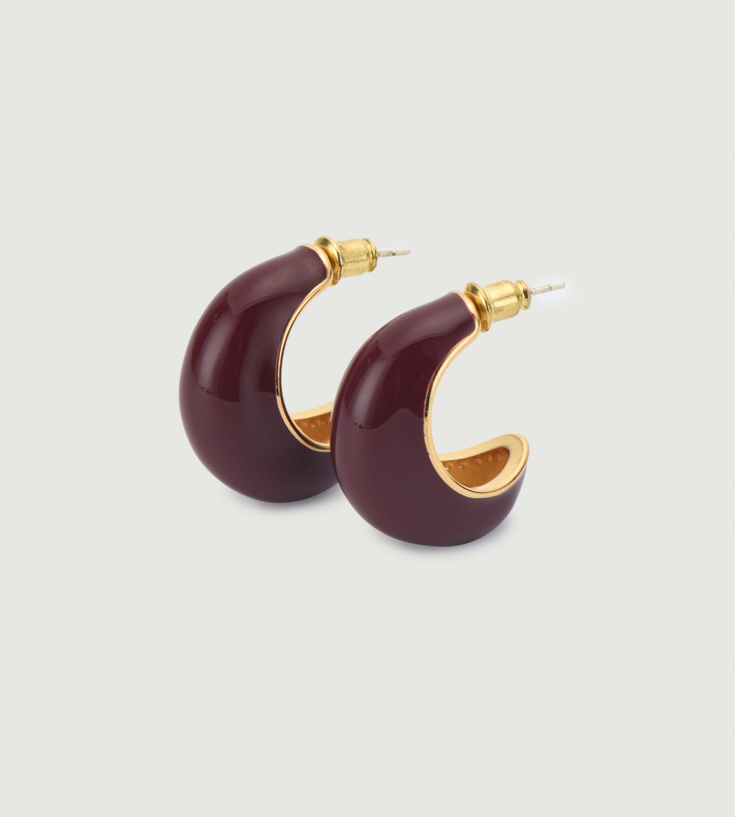 Hollow Crescent Enamel Earrings