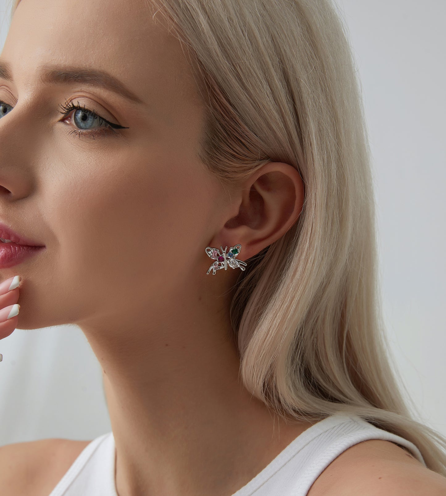 Cut Out Zircon Butterfly Earrings