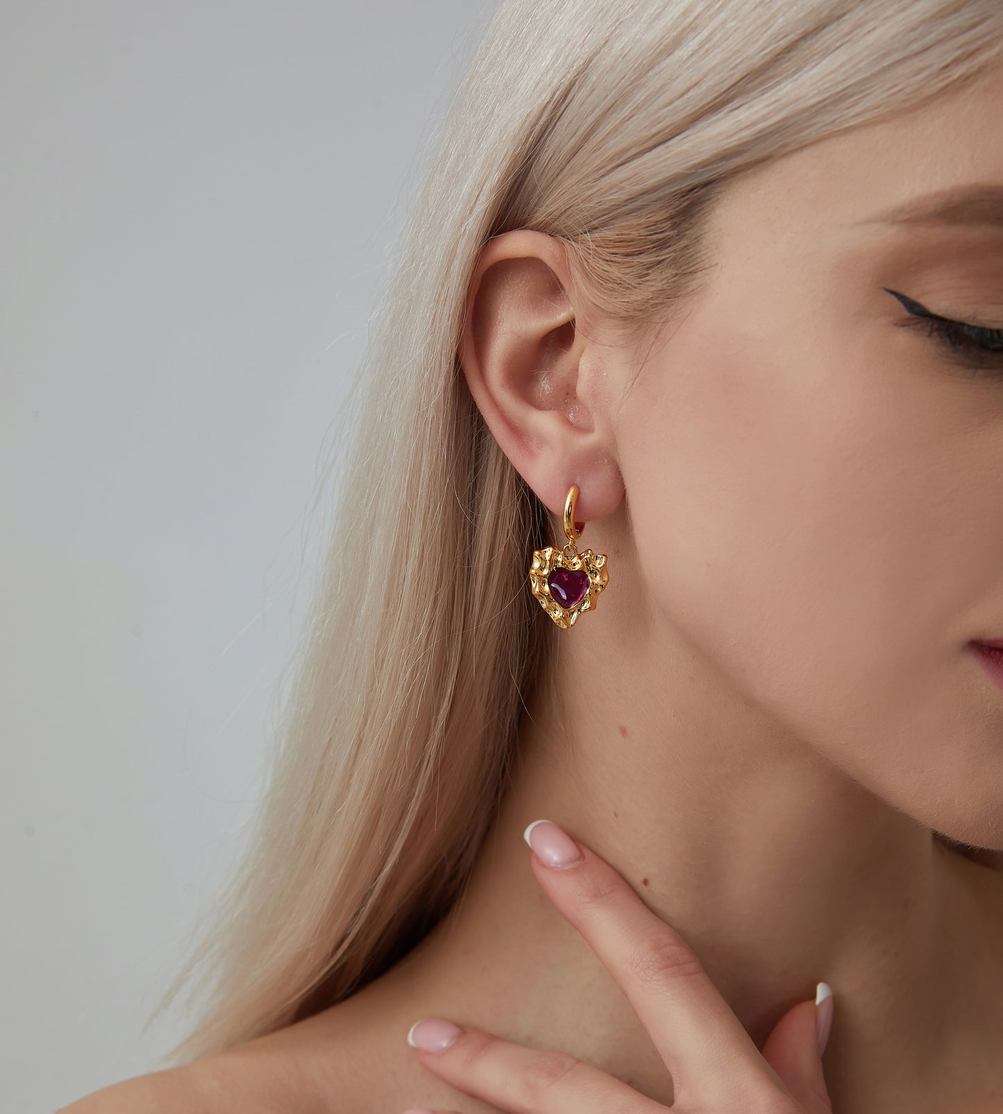 Enamel Heart-Shaped Ear Ornaments