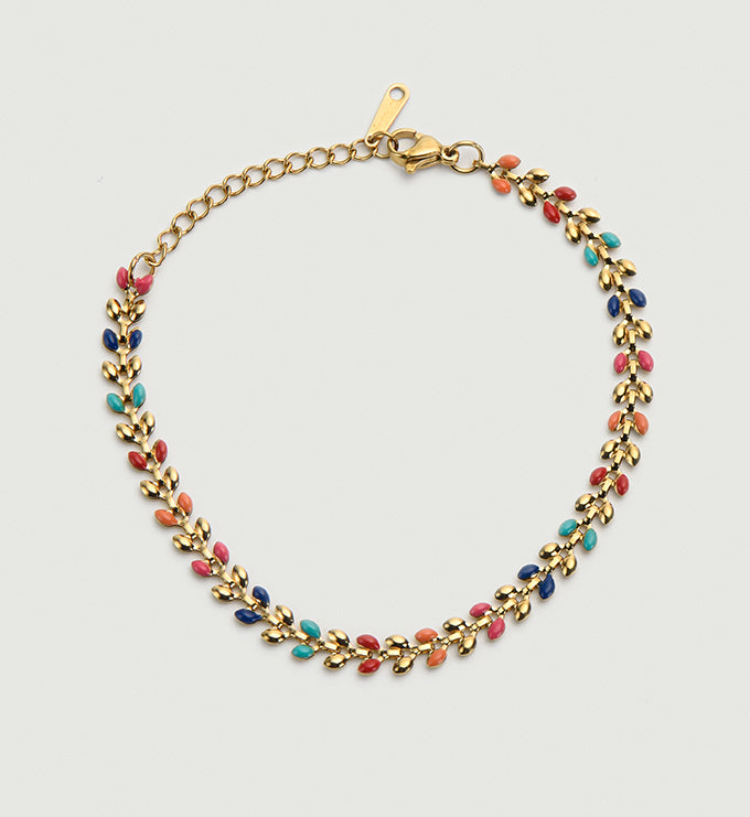 Leaf Shape Enamel Bracelet