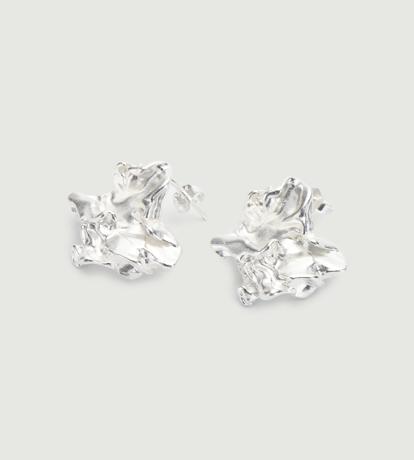 Foil Textured Ear Silver Studs