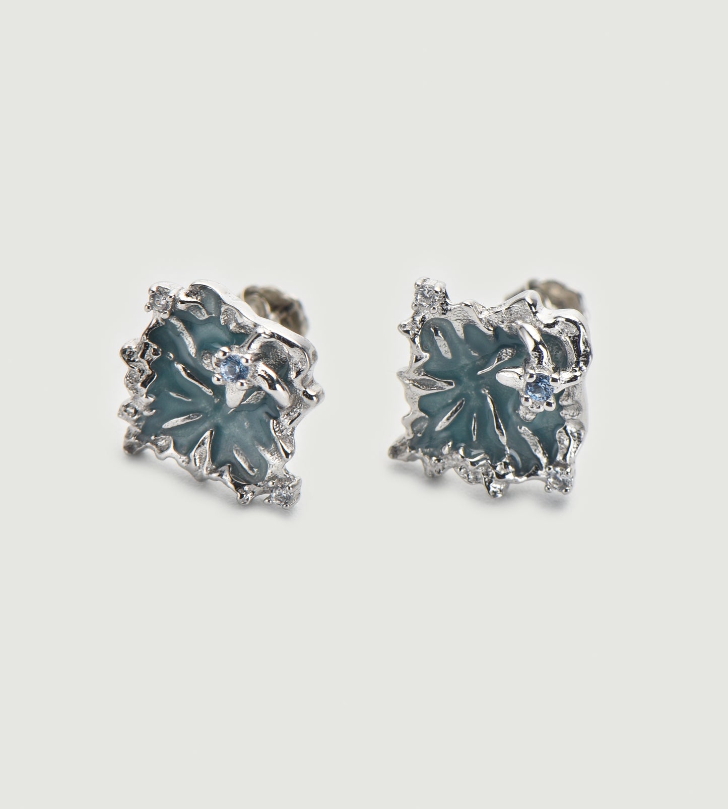 Textured Ocean Green Sterling Silver Earrings