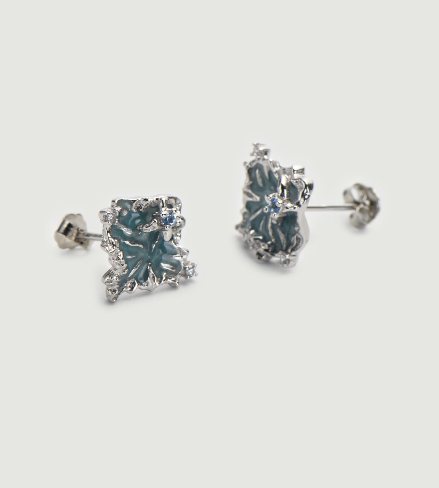 Textured Ocean Green Sterling Silver Earrings