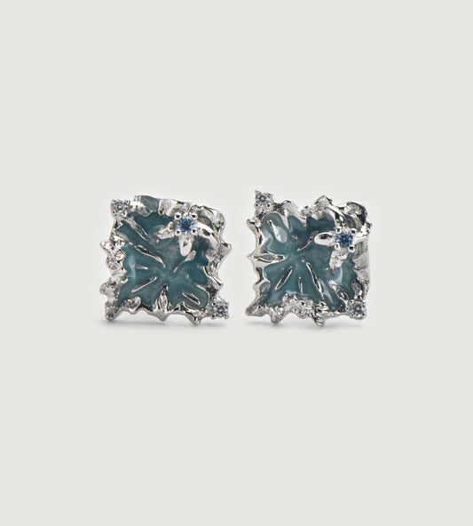 Textured Ocean Green Sterling Silver Earrings