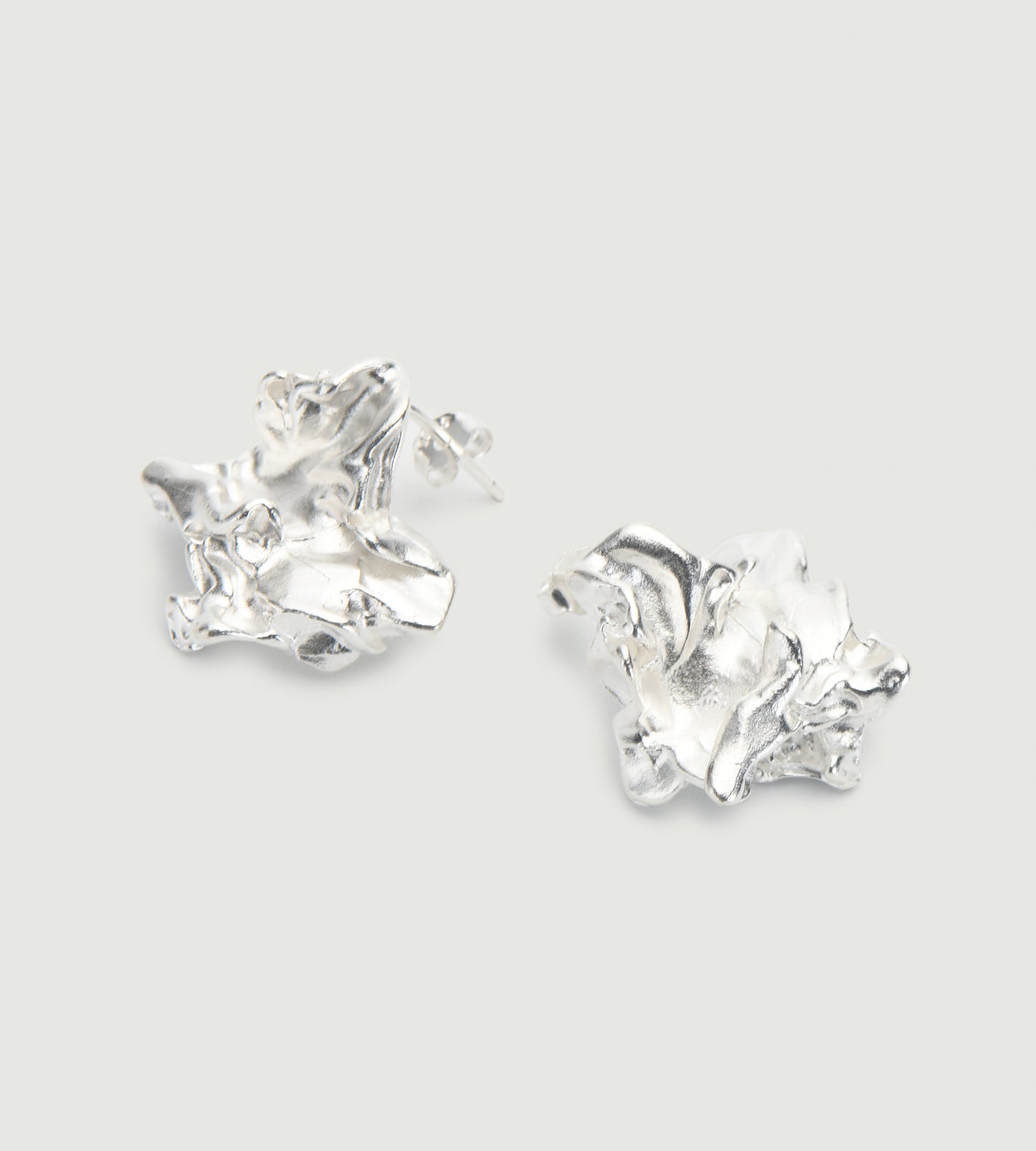 Foil Textured Ear Silver Studs