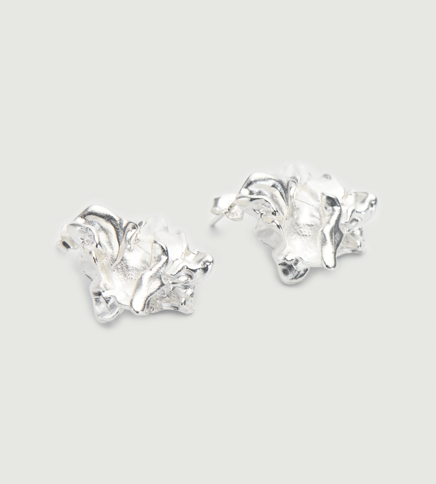 Foil Textured Ear Silver Studs